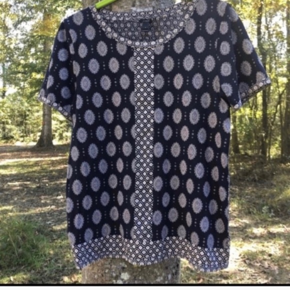 J Crew : printed blue cotton top - Picture 2 of 9